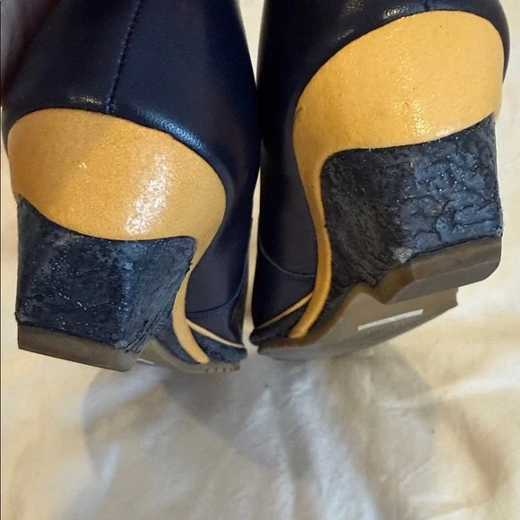 Vintage Christian Dior Sport Blue Leather Slip-on Wedges size 4 1/2 - Picture 5 of 8